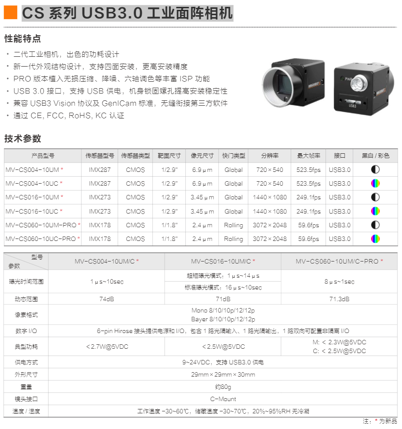 CS 系列 USB3.0 工业面阵相机(图1)